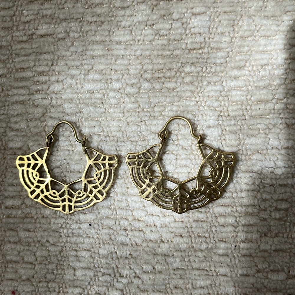 Art nouveau brass earrings